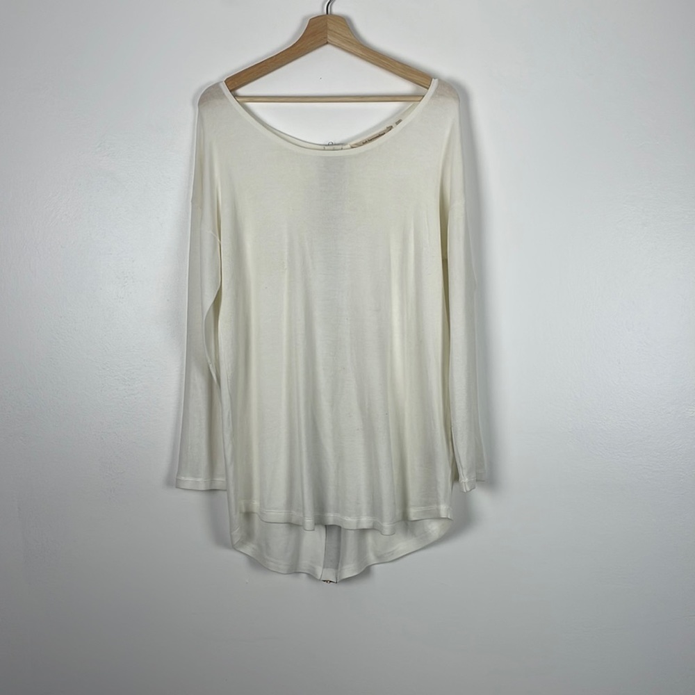 Soft Surroundings Margulies zip back long sleeve off white tunic top Size M